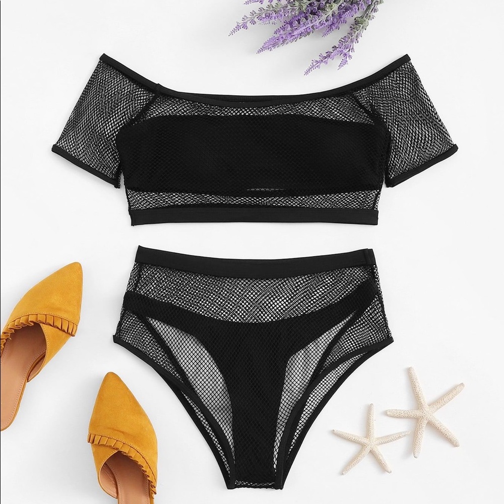 Fishnet Bandeau High Waisted Bikini - Picture 5 of 5